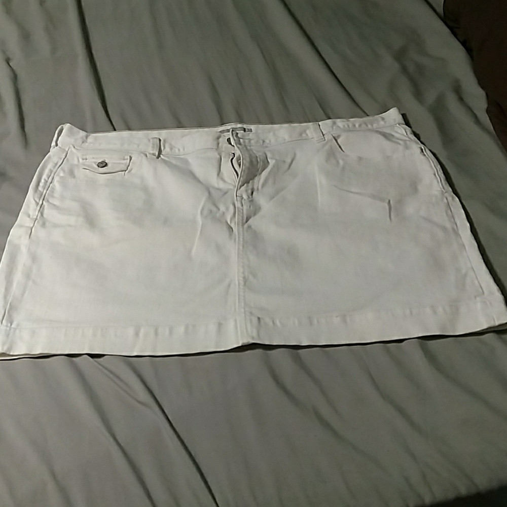 White Stretch Denim Skirt